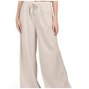 Max Studio London Linen Wide Leg Pant Minimalist Preppy Lagenlook Sustainable XS